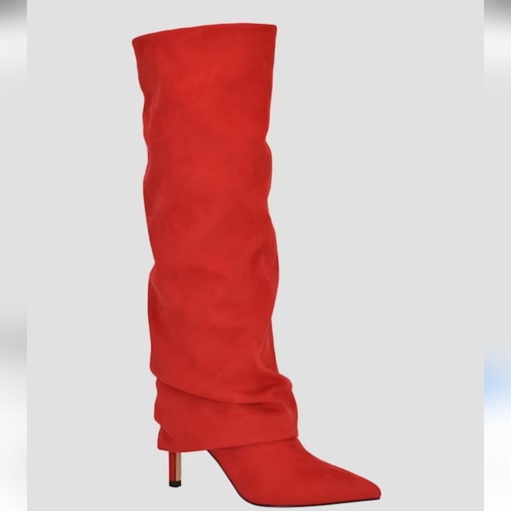 GUESS NEW IN BOX RED SLOUCHY KNEE HIGH BOOTS